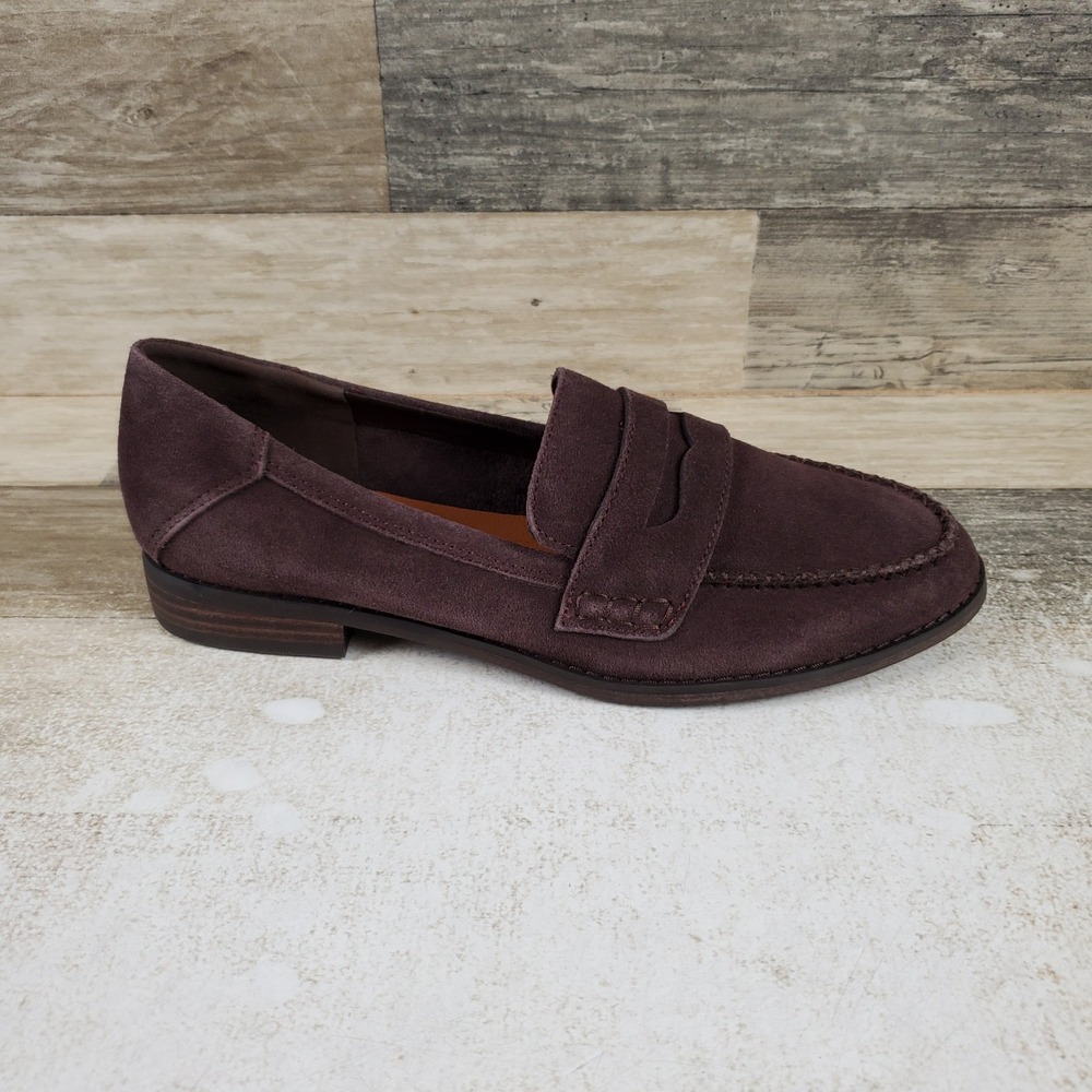 Lucky Brand Eryka Womens Loafers Sz 8.5 Rich Brown Cow Suede Lace Up Round Toe
